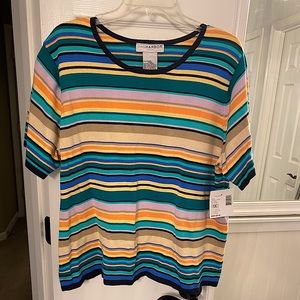Sag Harbor striped short sleeve sweater. NEVER worn. NWT!